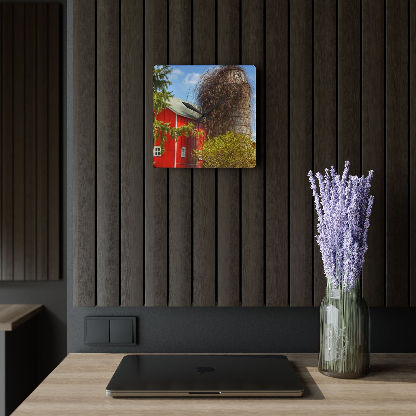 U R There Photography Delano Silo Rustic Farmhouse Acrylic Analog Wall Clock