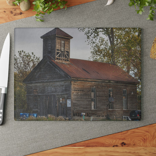 U R There Photography Taylor Road Church of Old Rustic Farmhouse Tempered-Glass Cutting Board