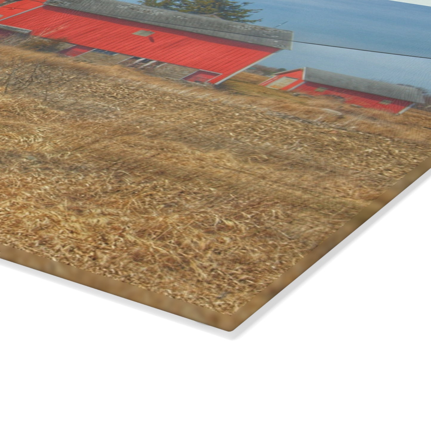 U R There Photography West Brown Road Red Rustic Farmhouse Tempered-Glass Cutting Board