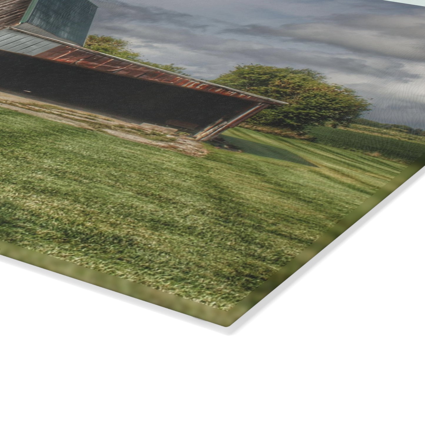 U R There Photography Bishop Grey II Rustic Farmhouse Tempered-Glass Cutting Board 11"x 15"