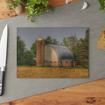 U R There Photography Carpenter Road White II Rustic Farmhouse Tempered-Glass Cutting Board