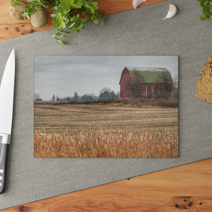 U R There Photography Bowers Road Red IV Rustic Farmhouse Tempered-Glass Cutting Board