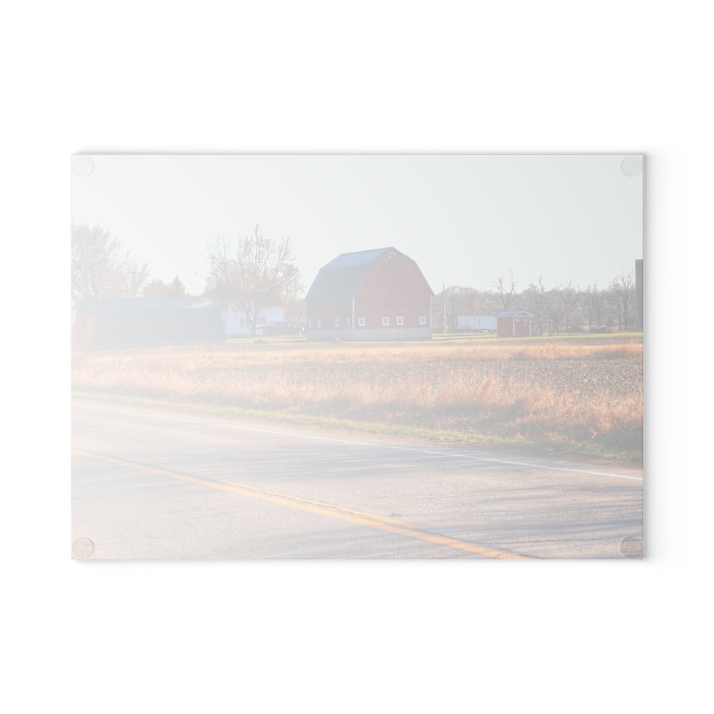 U R There Photography Baldwin Barn Brothers II Rustic Farmhouse Tempered-Glass Cutting Board