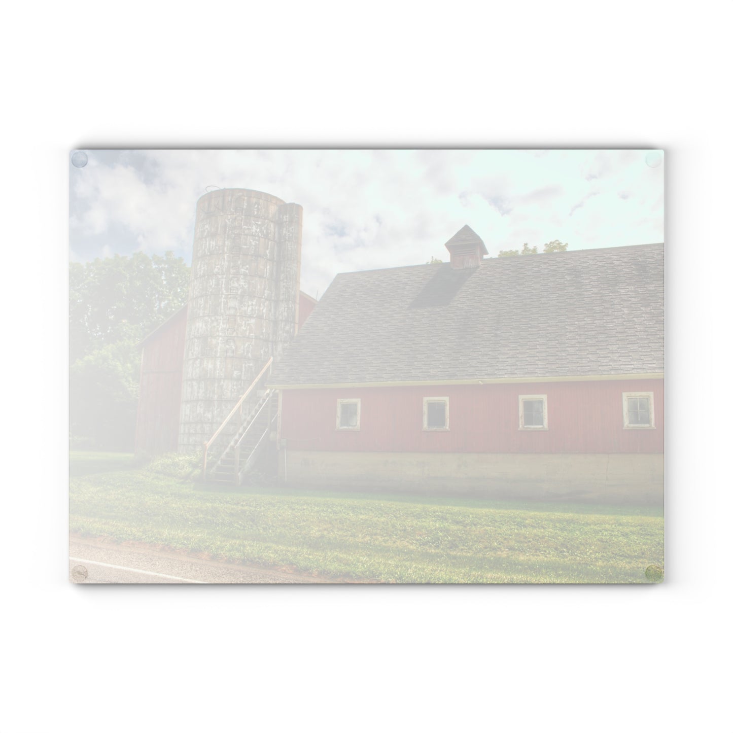 U R There Photography Metamora Red Silo Rustic Farmhouse Tempered-Glass Cutting Board