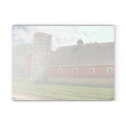 U R There Photography Metamora Red Silo Rustic Farmhouse Tempered-Glass Cutting Board