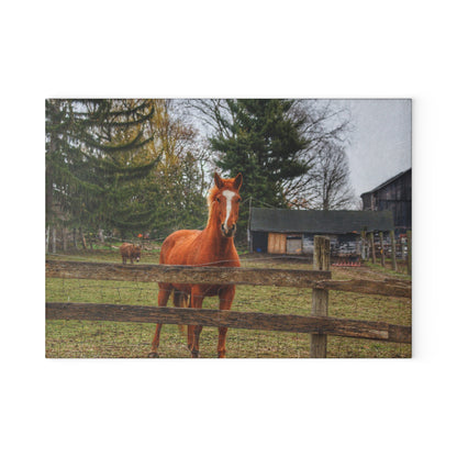 U R There Photography South Summers Road Old Grey and Caramel I Rustic Farmhouse Tempered-Glass Cutting Board
