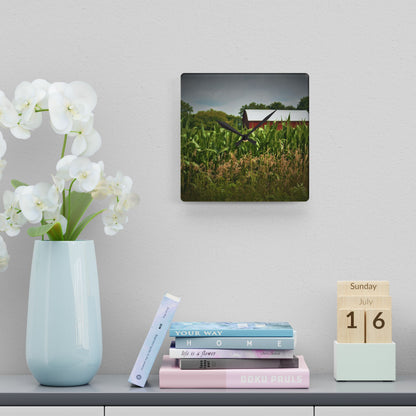 U R There Photography July Corn Rustic Farmhouse Acrylic Analog Wall Clock