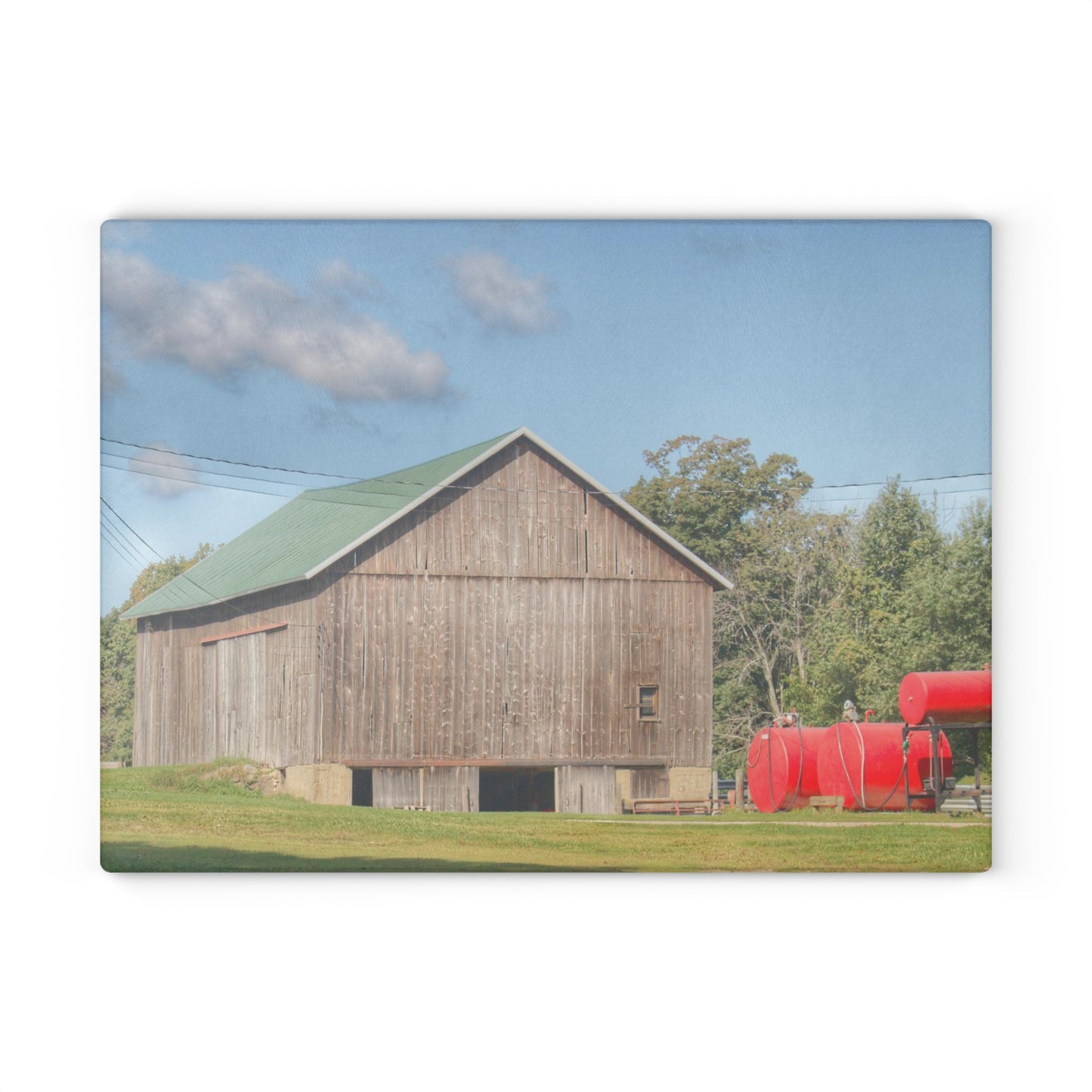 U R There Photography Kingston Road Grey Rustic Farmhouse Tempered-Glass Cutting Board