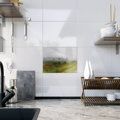 U R There Photography Beyond the Fog Rustic Farmhouse Decorative Ceramic Tile