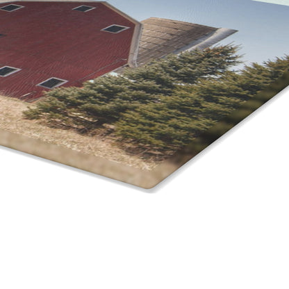 U R There Photography Hadley Red II Rustic Farmhouse Tempered-Glass Cutting Board
