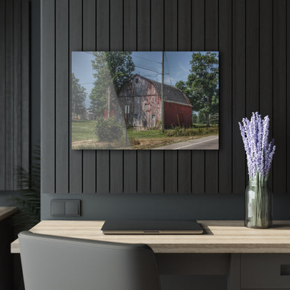 U R There Photography Roods Lake Road Red II Rustic Farmhouse Acrylic Wall Print