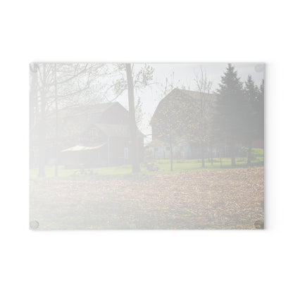 U R There Photography Bishop Road Reds III Rustic Farmhouse Tempered-Glass Cutting Board