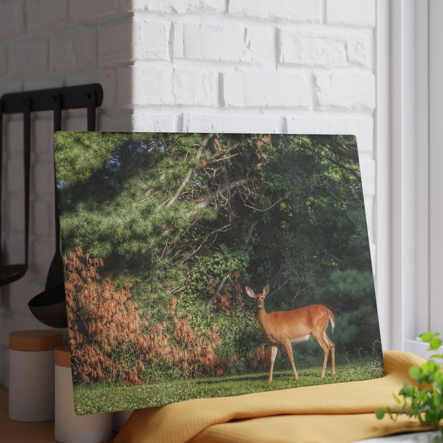 U R There Photography Mitchell Road Doe Rustic Farmhouse Tempered-Glass Cutting Board
