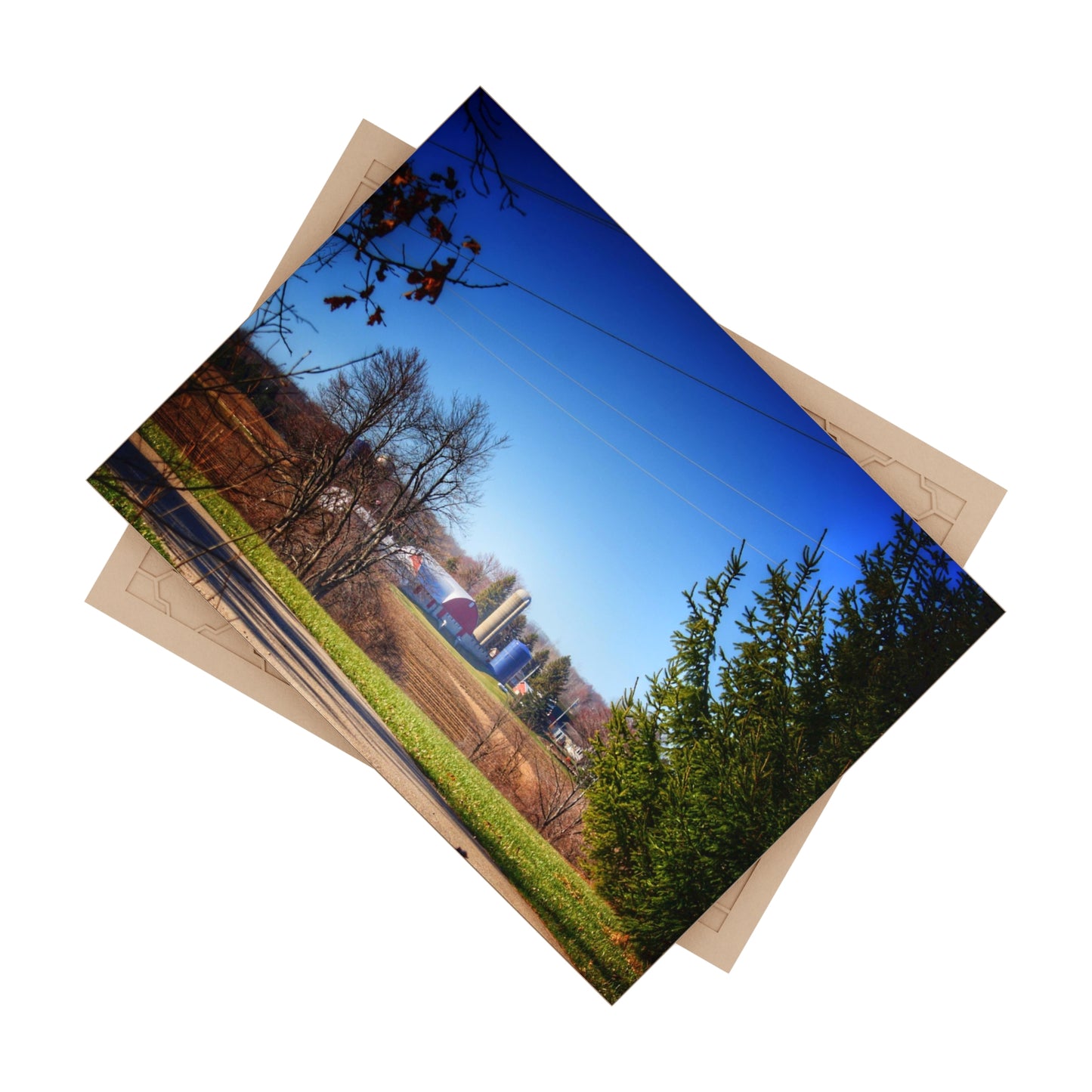 U R There Photography Across the Field on Brocker Road Rustic Farmhouse Decorative Ceramic Tile