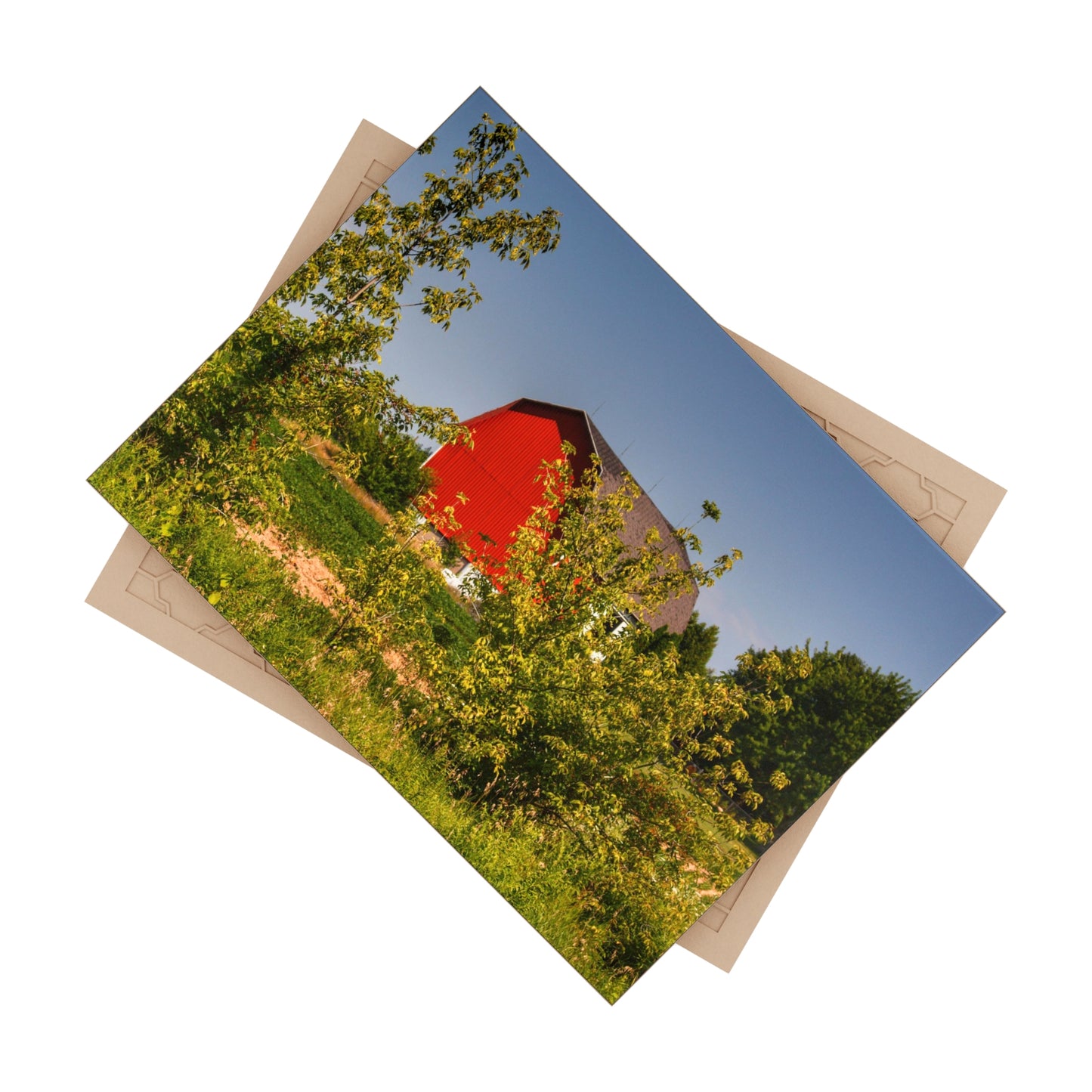 U R There Photography Beyond the Bushes Red Rustic Farmhouse Decorative Ceramic Tile
