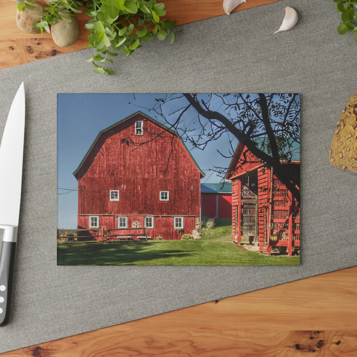 Barn Boutique Rustic Tempered-Glass Cutting Board| Gardner Road Red II