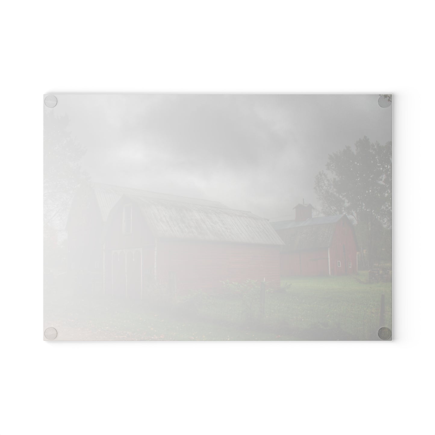 U R There Photography Cramton Road Reds II Rustic Farmhouse Tempered-Glass Cutting Board
