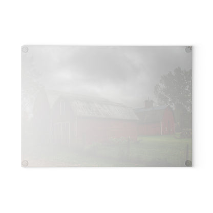 U R There Photography Cramton Road Reds II Rustic Farmhouse Tempered-Glass Cutting Board