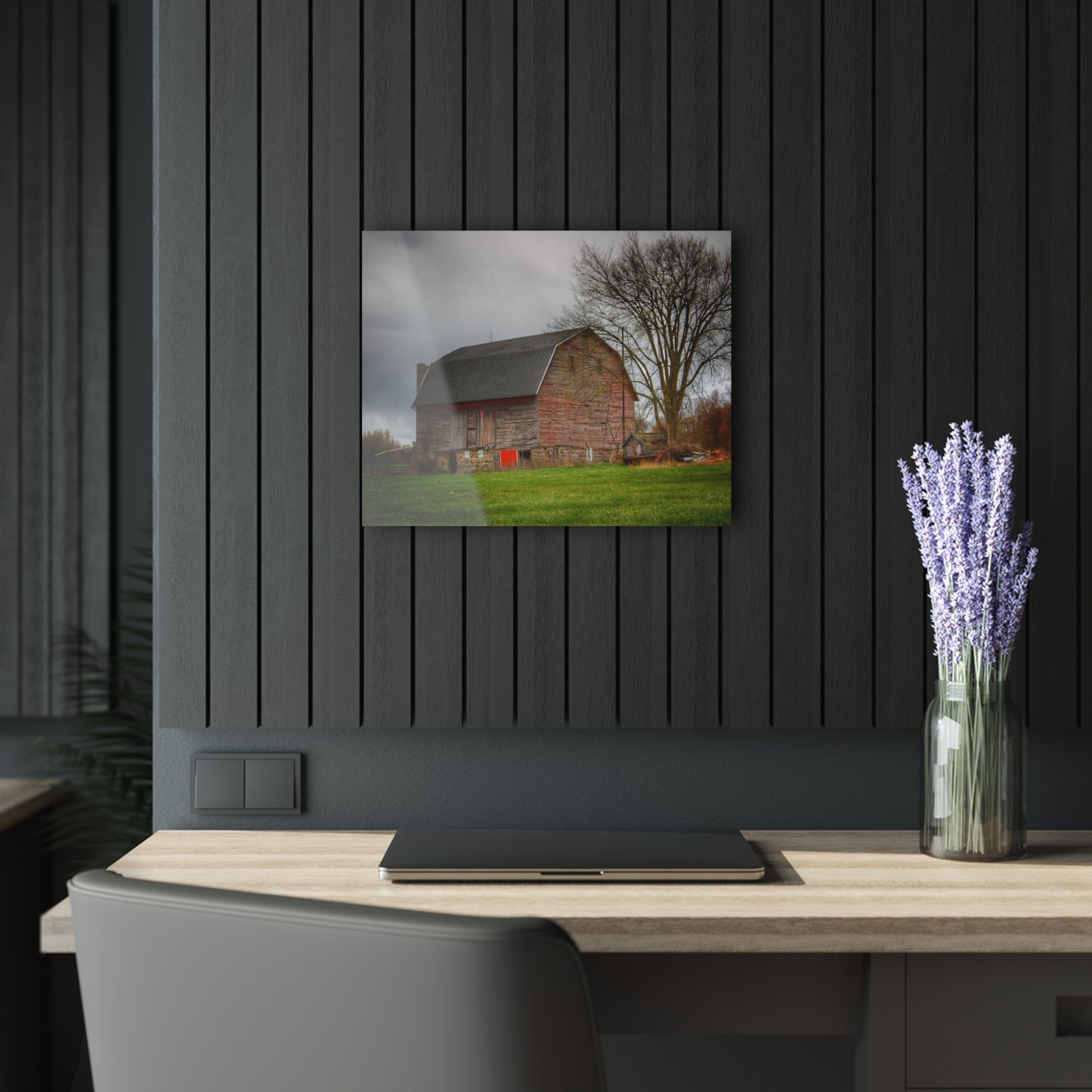 U R There Photography Ashley Drive Fieldstone Red Rustic Farmhouse Acrylic Wall Print