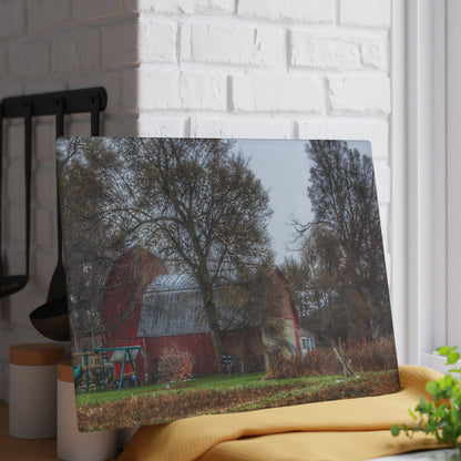 U R There Photography Dryden Road Reds Rustic Farmhouse Tempered-Glass Cutting Board