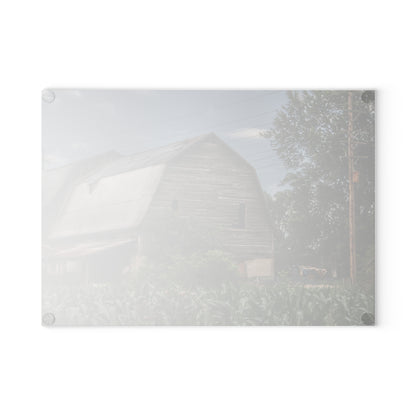 U R There Photography Murphy Lake Road Grey II Rustic Farmhouse Tempered-Glass Cutting Board