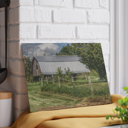 U R There Photography Old Roadside Grey Rustic Farmhouse Tempered-Glass Cutting Board
