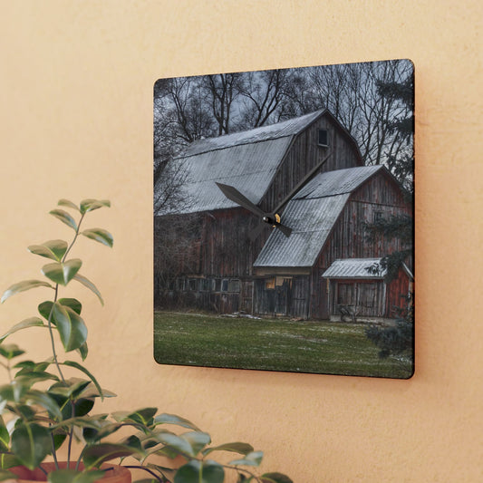 U R There Photography Hennessey Road Grey Rustic Farmhouse Acrylic Analog Wall Clock