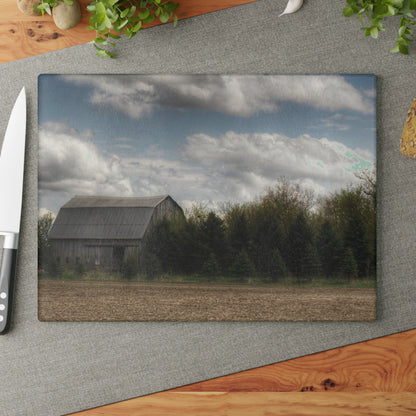 U R There Photography Sandusky Grey in the Pines Rustic Farmhouse Tempered-Glass Cutting Board