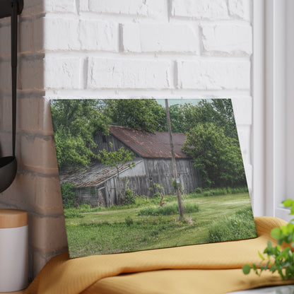 U R There Photography Frankenmuth Grey Saltbox Rustic Farmhouse Tempered-Glass Cutting Board