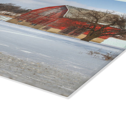 U R There Photography Oregon Road Hillside Red Rustic Farmhouse Tempered-Glass Cutting Board