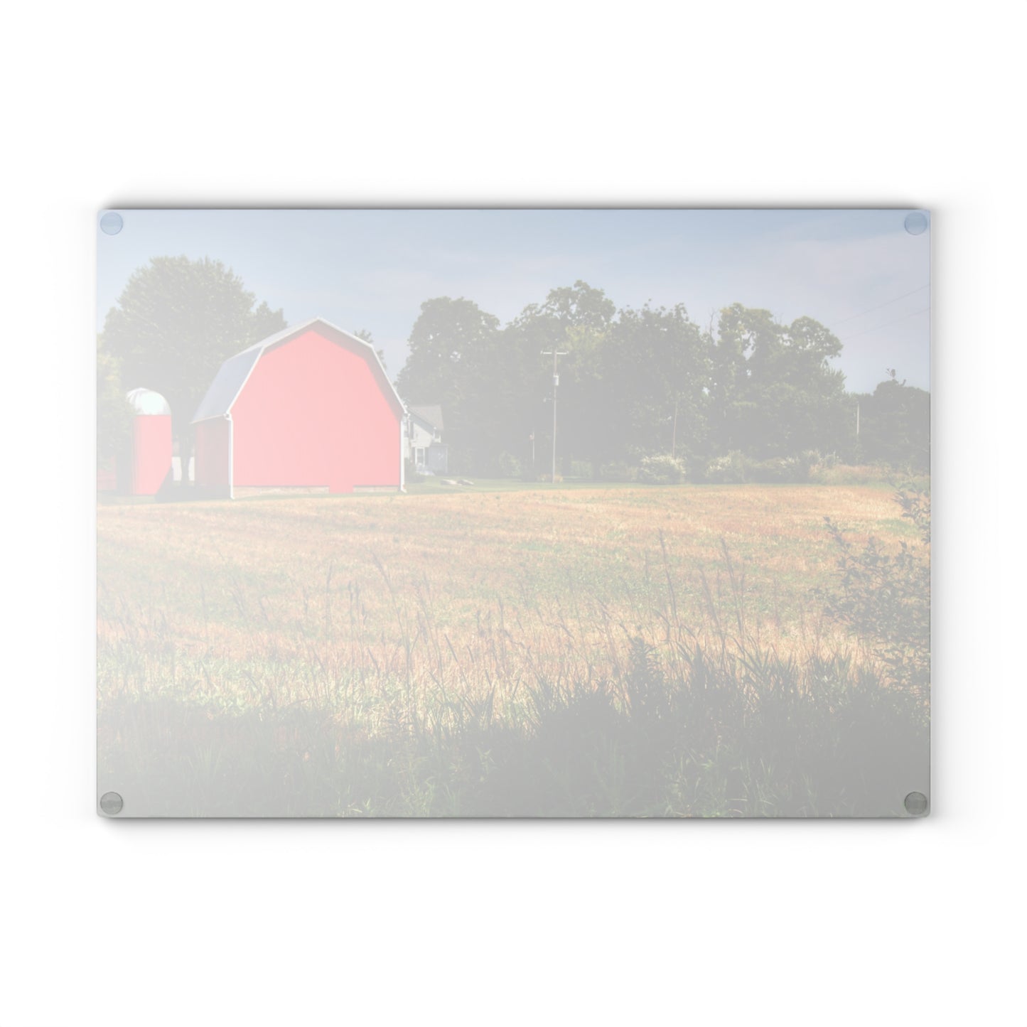 U R There Photography Bristol Road Red and Silo Rustic Farmhouse Tempered-Glass Cutting Board