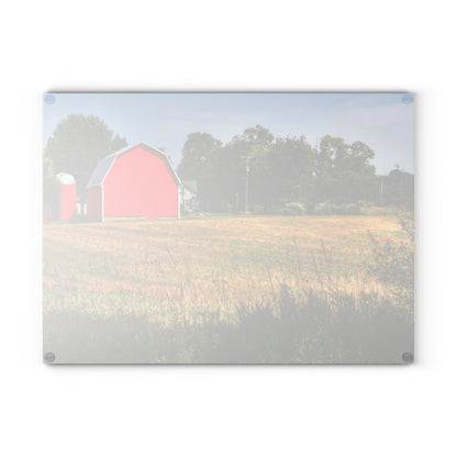 U R There Photography Bristol Road Red and Silo Rustic Farmhouse Tempered-Glass Cutting Board