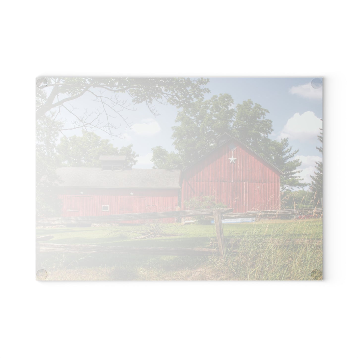 U R There Photography Hollow Corners Star Barn Rustic Farmhouse Tempered-Glass Cutting Board