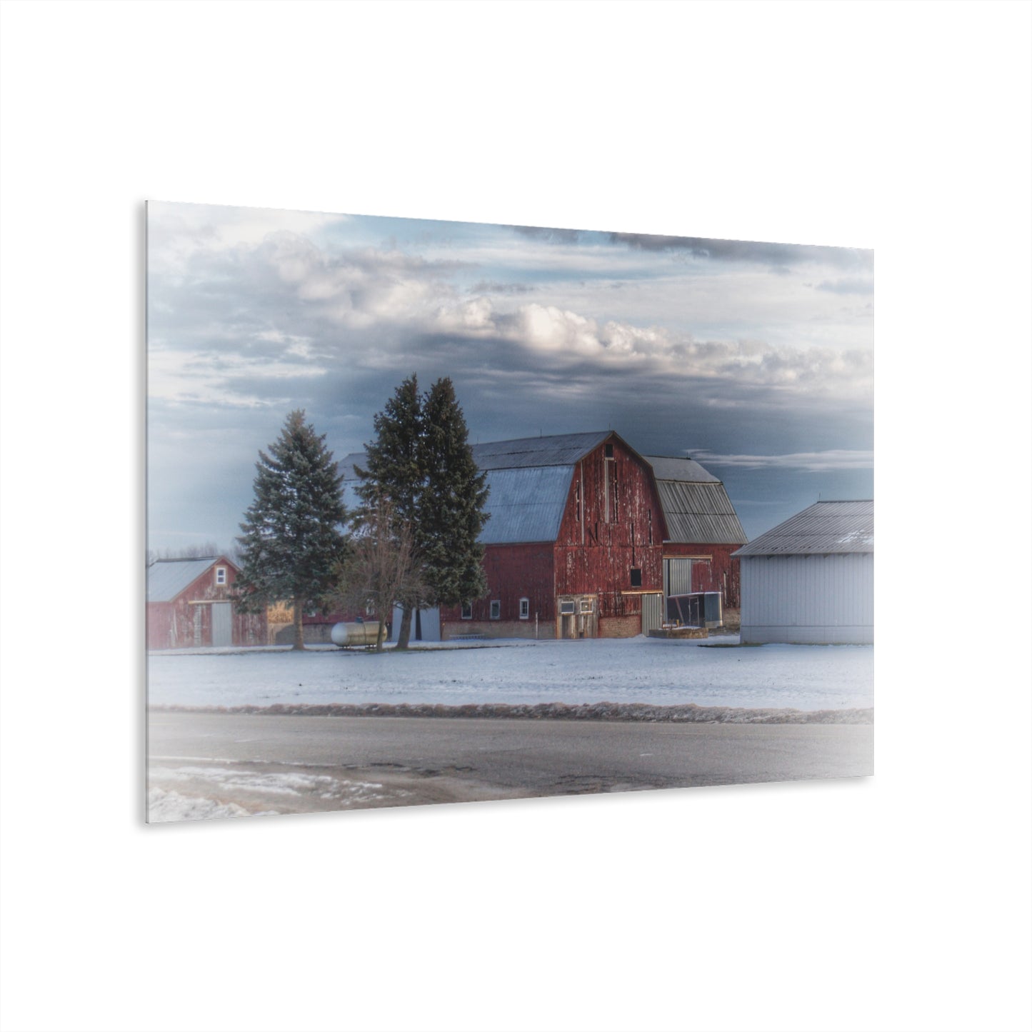 U R There Photography Glover Road Red Rustic Farmhouse Acrylic Wall Print