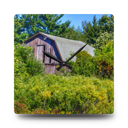 U R There Photography Saginaw Road Hidden Grey Rustic Farmhouse Acrylic Analog Wall Clock