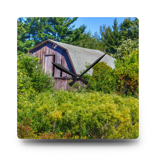 U R There Photography Saginaw Road Hidden Grey Rustic Farmhouse Acrylic Analog Wall Clock 10.75'' × 10.75'' (Square)