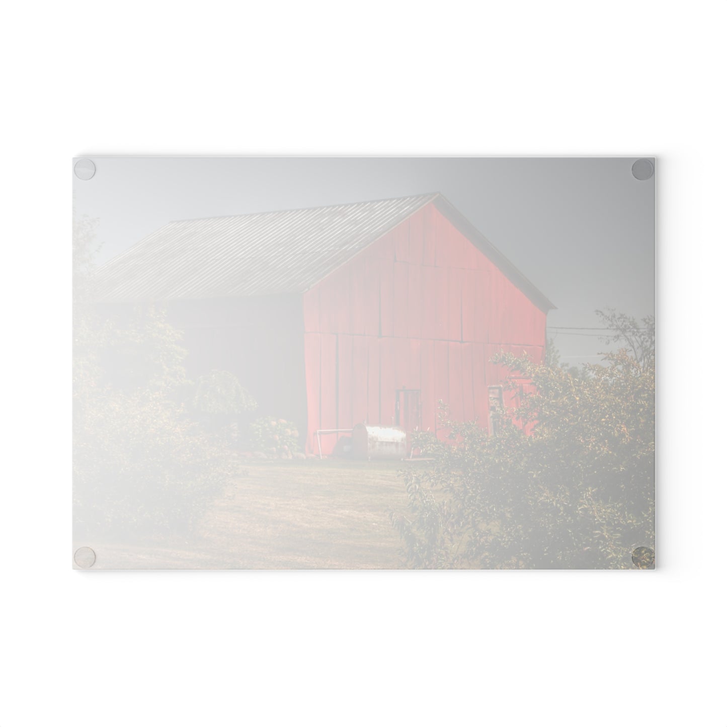 U R There Photography Vassar Roadside Red Rustic Farmhouse Tempered-Glass Cutting Board