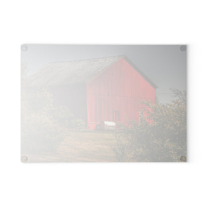U R There Photography Vassar Roadside Red Rustic Farmhouse Tempered-Glass Cutting Board