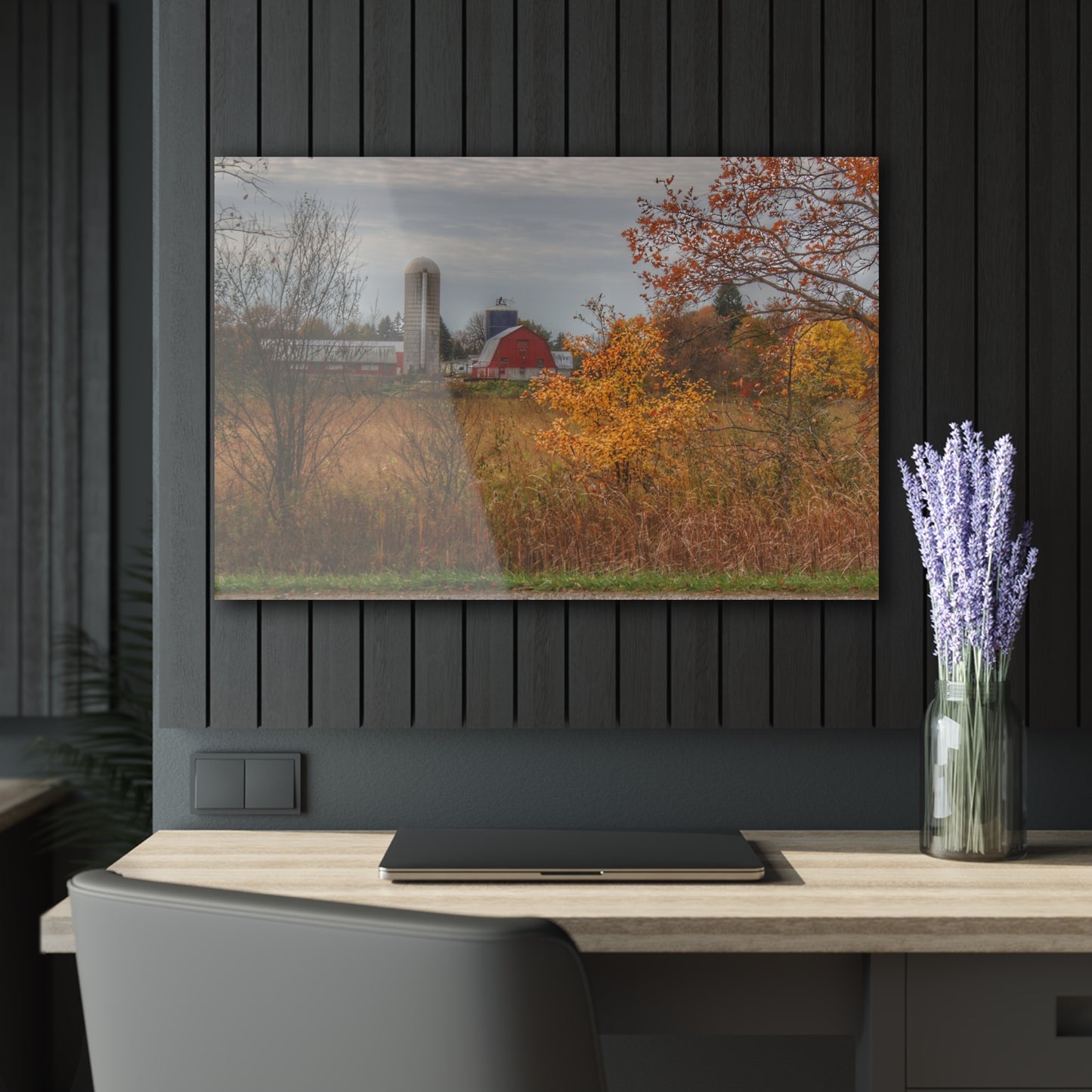 U R There Photography Vienna Road Red and Silo Rustic Farmhouse Acrylic Wall Print