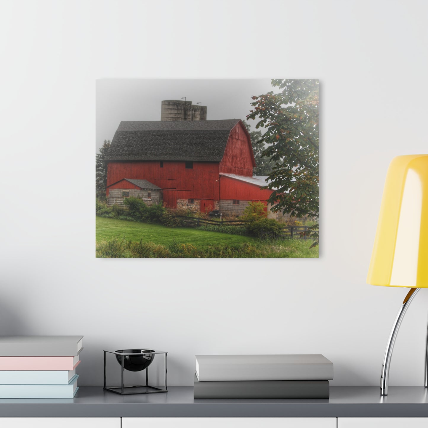 U R There Photography Five Lakes Road Red I Rustic Farmhouse Acrylic Wall Print