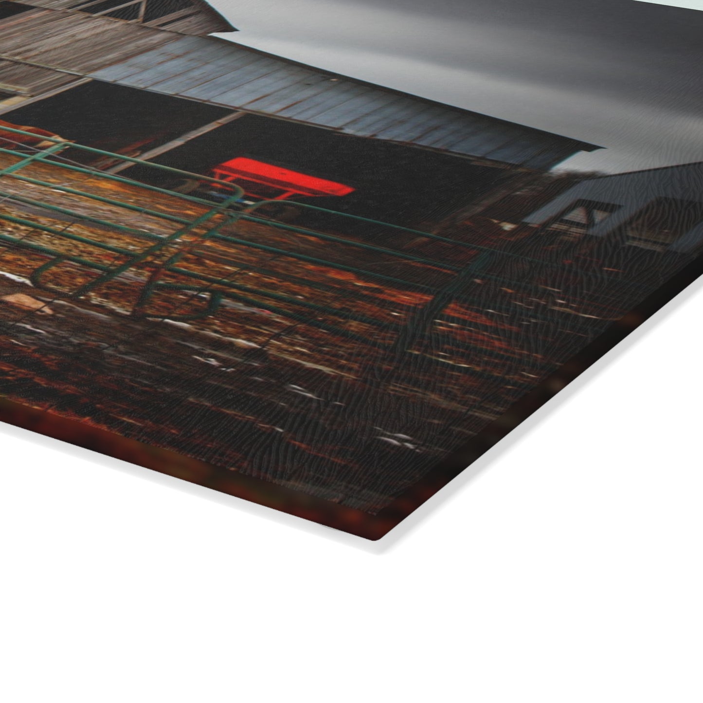 U R There Photography Chapman Road Grey II Rustic Farmhouse Tempered-Glass Cutting Board