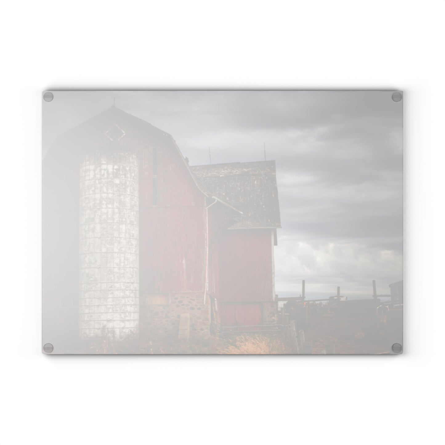 U R There Photography Hurd Corners Red II Rustic Farmhouse Tempered-Glass Cutting Board