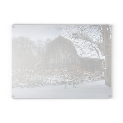 U R There Photography Vassar Road Hidden Grey in Winter Rustic Farmhouse Tempered-Glass Cutting Board
