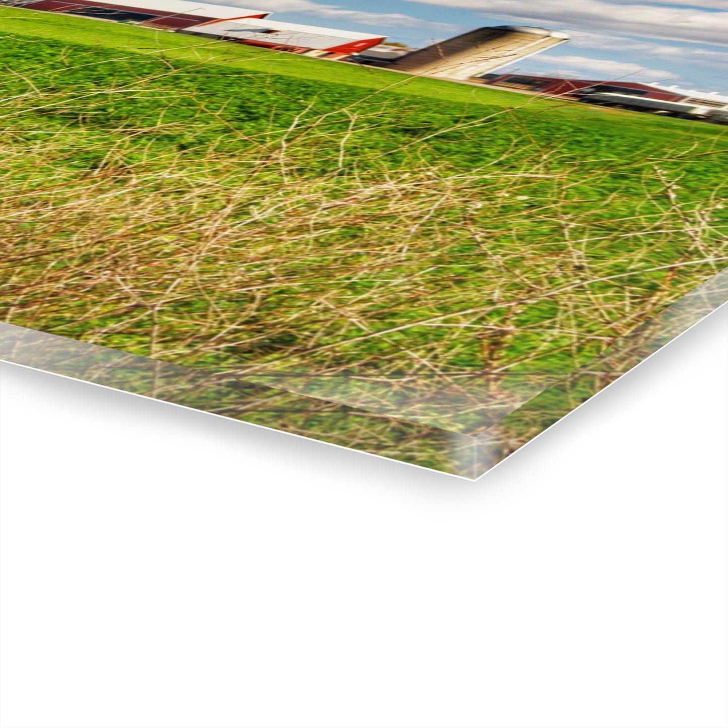 U R There Photography Pattison Road Farm Across the Field II Rustic Farmhouse Acrylic Wall Print