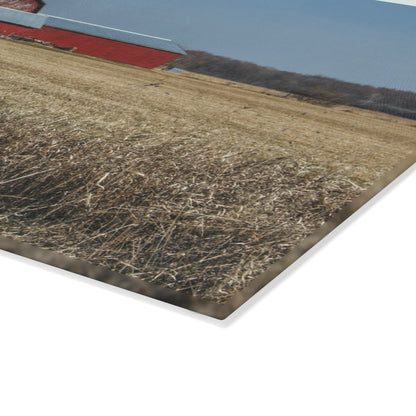 U R There Photography Romeo Plank Road Reds II Rustic Farmhouse Tempered-Glass Cutting Board