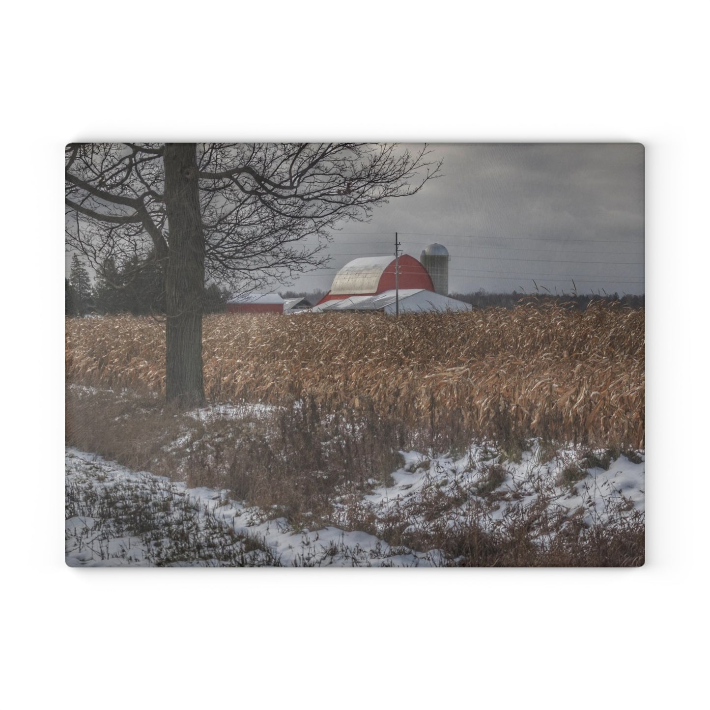 U R There Photography Edward Road Red Rustic Farmhouse Tempered-Glass Cutting Board