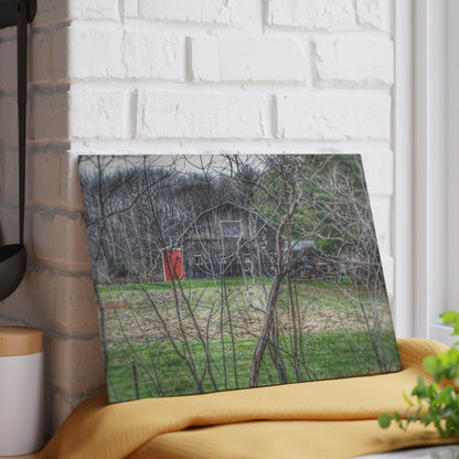 U R There Photography Hidden Capac Grey Rustic Farmhouse Tempered-Glass Cutting Board