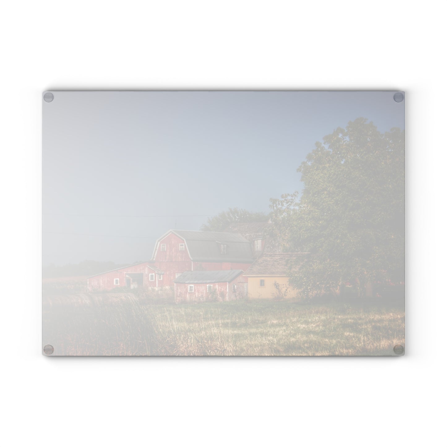 U R There Photography Rochester Road Red I Rustic Farmhouse Tempered-Glass Cutting Board