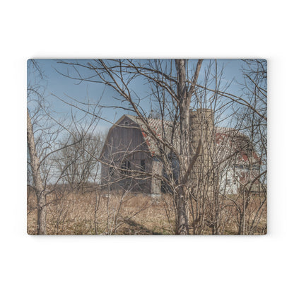 U R There Photography Hill Road Hidden Grey I Rustic Farmhouse Tempered-Glass Cutting Board
