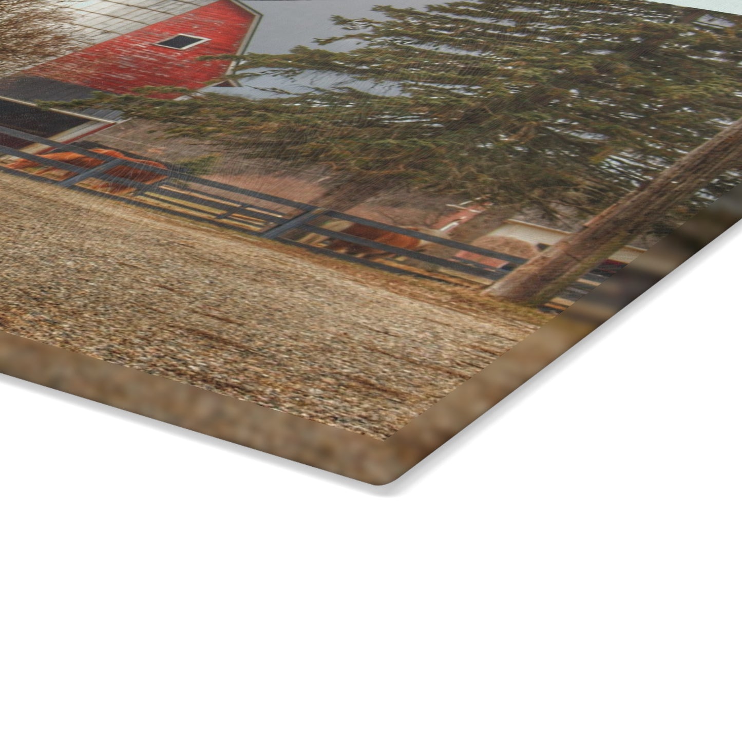 U R There Photography Blood Road Red and Horses Rustic Farmhouse Tempered-Glass Cutting Board
